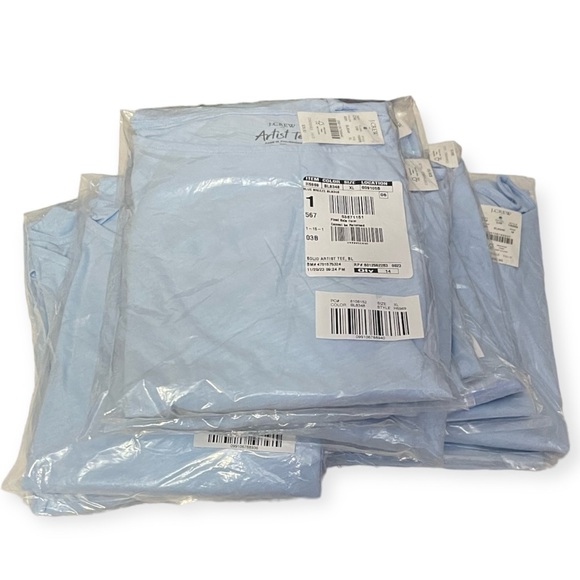 J. CREW Artist Tee Long Sleeve Wide Crew Neck Blue Breeze T-Shirt NWT - Picture 6 of 9